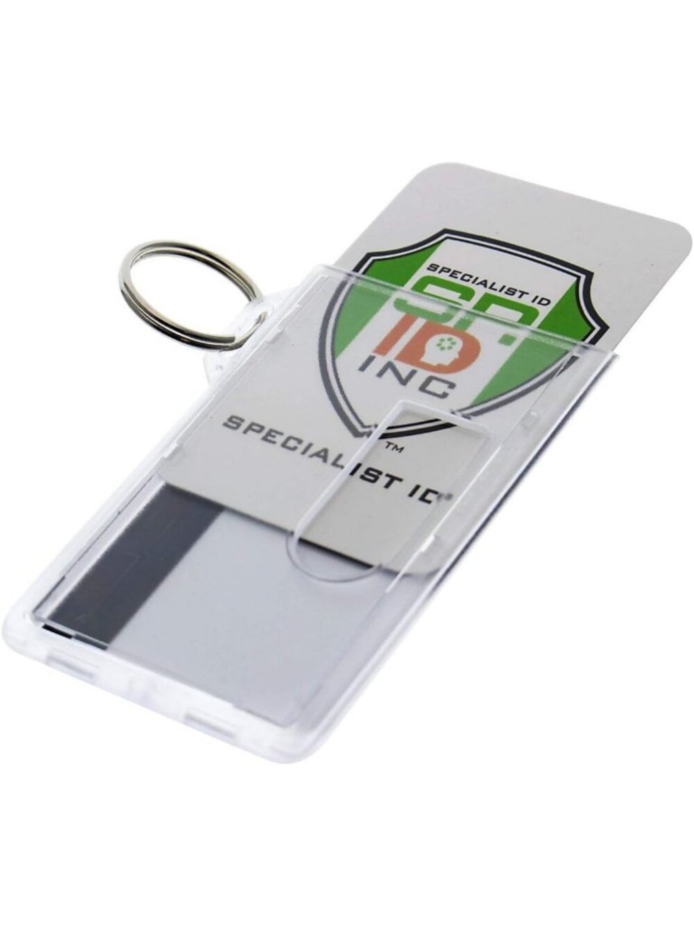 5 Pack Heavy Duty Clear ID Badge Holders with Keyring - Fits 2 Cards, Keychain